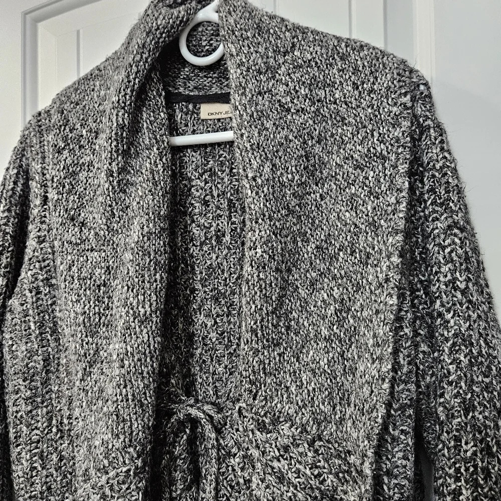 DKNY Jeans Gray/Black Knit Women's Cardigan Plus Size 14/16 - Picture 3 of 5
